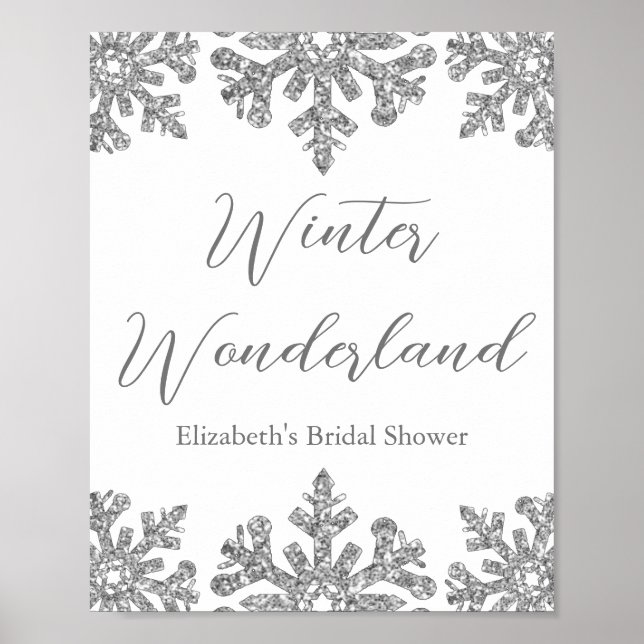 Silver Snowflake Winter Brautparty Poster (Vorne)
