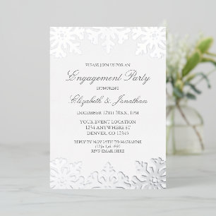Silver Snowflake Winter Engagement Party Folieneinladung