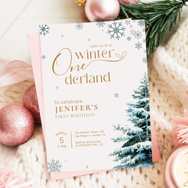 Silver Snowflake Winter Onderland 1st Birthday Einladung (Von Creator hochgeladen)