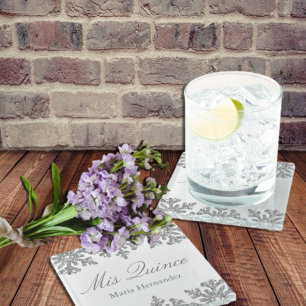 Silver Snowflake Winter Quinceanera Glasuntersetzer