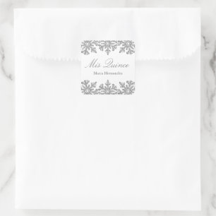 Silver Snowflake Winter Quinceanera Quadratischer Aufkleber