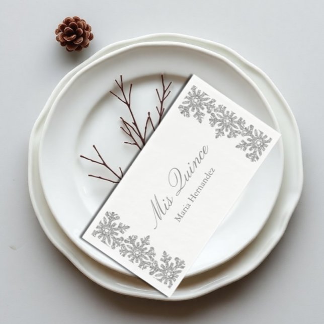 Silver Snowflake Winter Quinceanera Serviette (Von Creator hochgeladen)