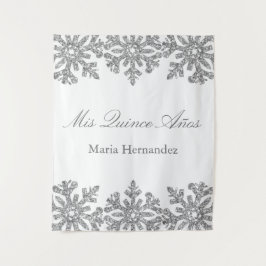 Silver Snowflake Winter Quinceanera Wandteppich