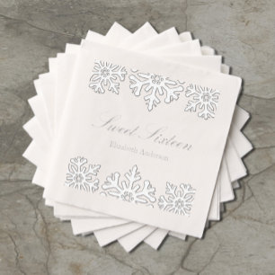 Silver Snowflake Winter Sweet 16 Servietten Mit Folie