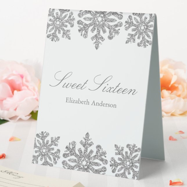 Silver Snowflake Winter Sweet 16 Tischaufsteller (In Situ (Hochzeit))