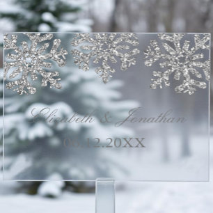 Silver Snowflake Winter Wedding Acrylschild