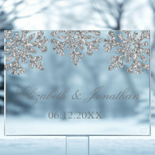Silver Snowflake Winter Wedding Acrylschild