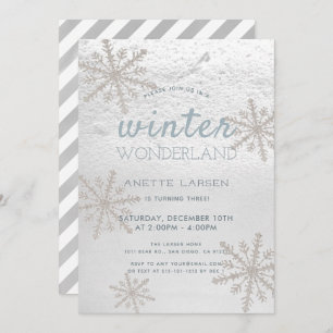 Silver Snowflake Winter Wonderland Geburtstag Einladung