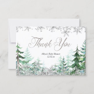 Silver Snowflake Winterwald Danke Karte