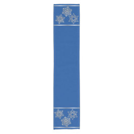 Silver Snowflakes auf Blue Holiday Kurzer Tischläufer