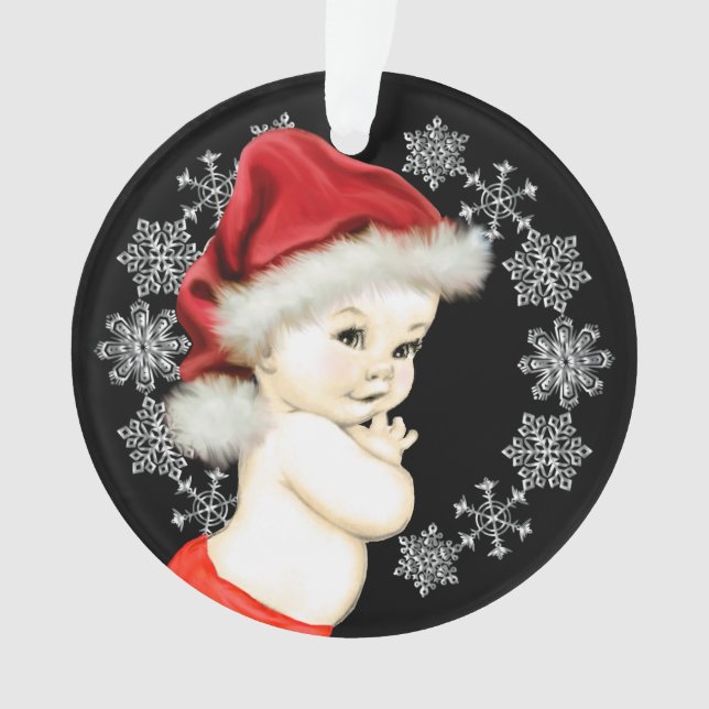Silver Snowflakes Baby Boy Erste Weihnachten Ornament (Vorderseite)