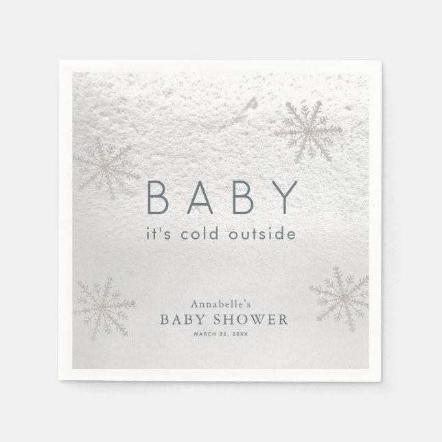 Silver Snowflakes Baby Dusche Serviette (Vorderseite)