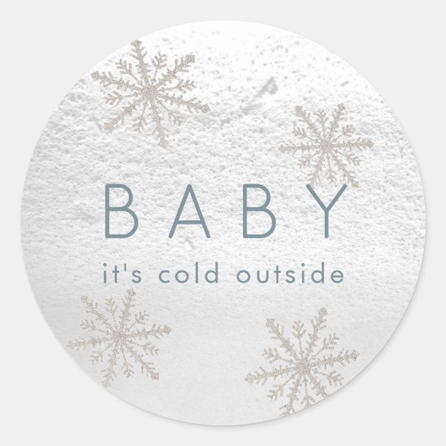 Silver Snowflakes Baby Es ist kalt draußen Runder Aufkleber (Vorderseite)