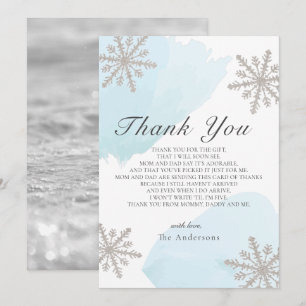 Silver Snowflakes Blue Baby Dusche Danke Karte