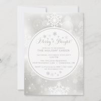 SILVER SNOWFLAKES BOKEH CHRISTMAS PARTY EINLADUNG