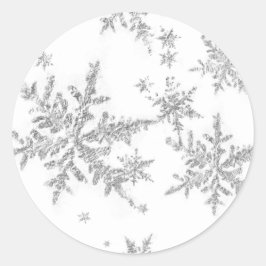 Silver Snowflakes Classic Round Sticker