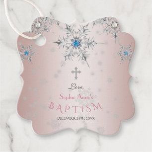 Silver Snowflakes Crystals Blue Pearl Pink Taufe Geschenkanhänger