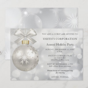 Silver Snowflakes Elegante Corporate Holiday Party Einladung