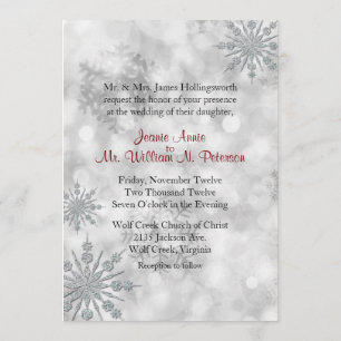 Silver Snowflakes Invitation de mariage hivernal