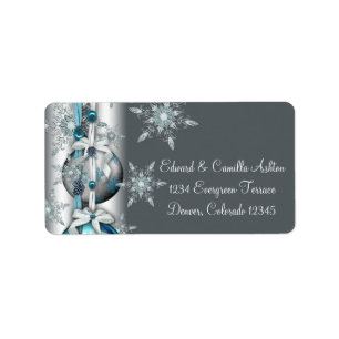 Silver Snowflakes Ornamente Weihnachten Adressaufkleber