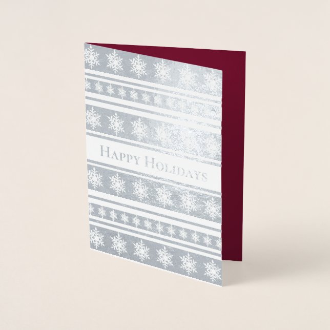 Silver Snowflakes Strip Christmas Foil Card Folienkarte (Vorderseite)