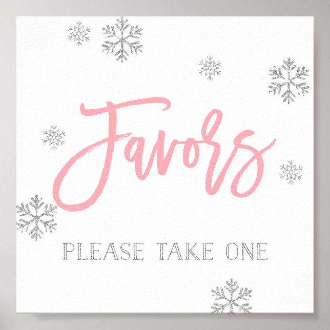 Silver Snowflakes und Pink Chic Fevor Zeichen Poster (Vorne)