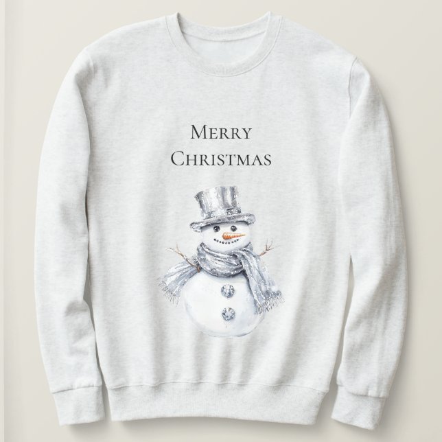 Silver Snowman Weihnachten Sweatshirt (Design vorne)