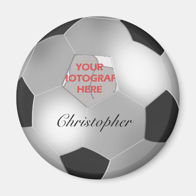Silver-Soccer-Ball individuell anpassbares Foto Magnet (Vorne)