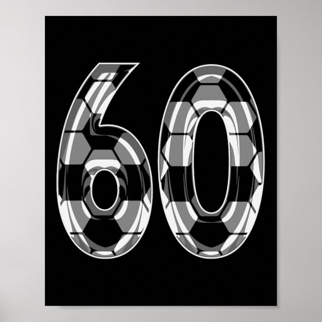 Silver Soccer Pattern Number 60 Jersey Player Unif Poster (Vorne)