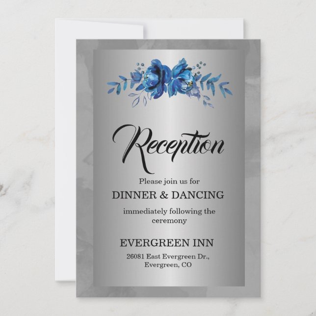 Silver Soirée: Ein blühender blauer Empfang Einladung (Vorderseite)
