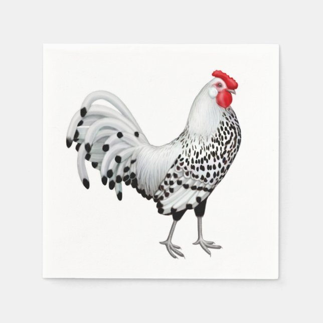 Silver Spangled Hamburg Rooster Paper Napkins Serviette (Vorderseite)