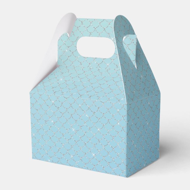 Silver Sparkle Aqua Blue Mermaid Geschenkschachtel (Vorderseite)