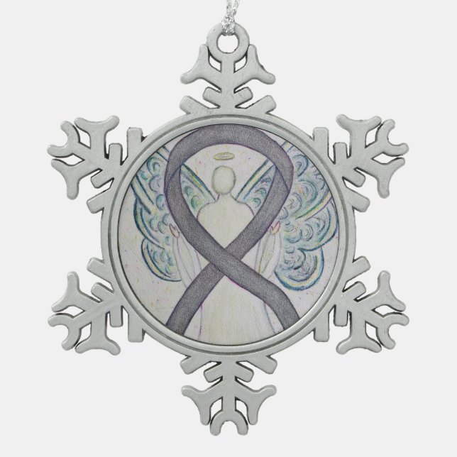 Silver Sparkle Awareness Ribbon Engel Ornament (Vorderseite)