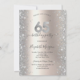 Silver Sparkle Diamonds Ivory 65. Geburtstagsparty Einladung