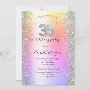 Silver Sparkle Diamonds Ombre 35. Geburtstagsparty Einladung