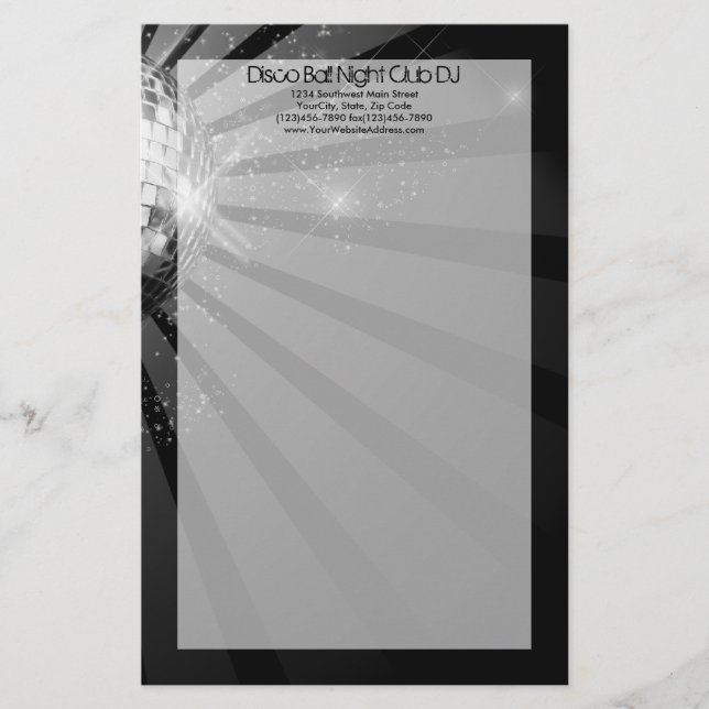 Silver Sparkle Disco Ball Party Briefpapier (Vorderseite)