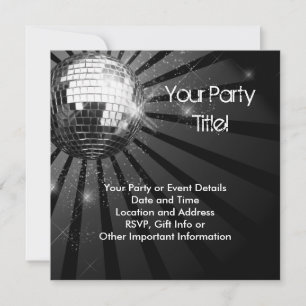 Silver Sparkle Disco Ball Party Einladung