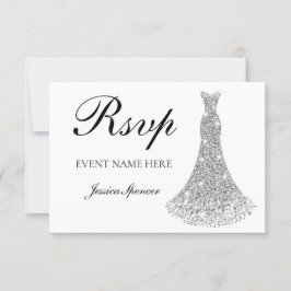 Silver Sparkle Dress ganzjährig / Bridal UAWG RSVP Karte