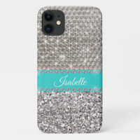 Silver Sparkle Glam Bling Personalisiert Metal