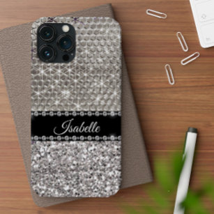 Silver Sparkle Glam Bling Personalisiert Metal Case-Mate iPhone Hülle