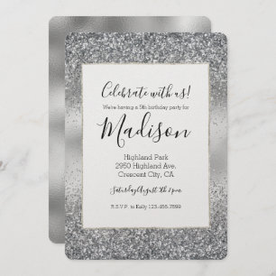 Silver Sparkle Glam Einladung