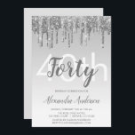 Silver Sparkle Glitzer 40. Geburtstag Party Einladung<br><div class="desc">Silver Sparkle und Dripping Glitzer Ombre Girly Birthday Party 40. Geburtstag Party Einladung. Dieses moderne 40-jährige Jubiläum lädt zum modernen und eleganten Sparkle Glitzer Girly Party ein,  das stilvoll zelebriert. Bitte kontaktieren Sie den Designer,  um passende Sonderanfertigungen zu erhalten.</div>