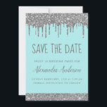 Silver Sparkle Glitzer Sweet 16 Save the Date Einladung<br><div class="desc">Silver und Aquamarin Aqua Robin's Egg Blue Sparkle Driving Glitzer 16 . Geburtstag - 16 Girl's Birthday Party Save the Date Einladung. Das Hotel eignet sich hervorragend für die Sparkle Glitzer Sweet 16. Geburtstagsparty,  die in elegantem und modernem Stil feiern möchten.</div>
