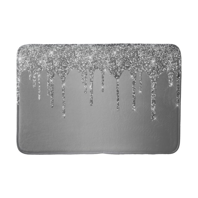 Silver Sparkle Glitzer Tropfens Chic Badematte (Vorderseite)