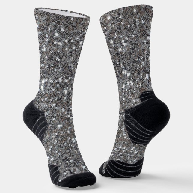 Silver Sparkle Imitats Glitzer Socken (Gewinkelt)
