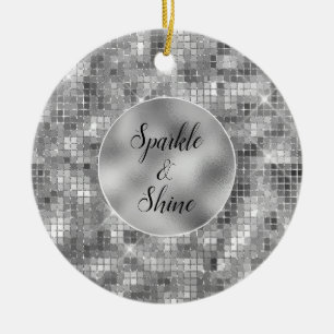 Silver Sparkle Keramik Ornament