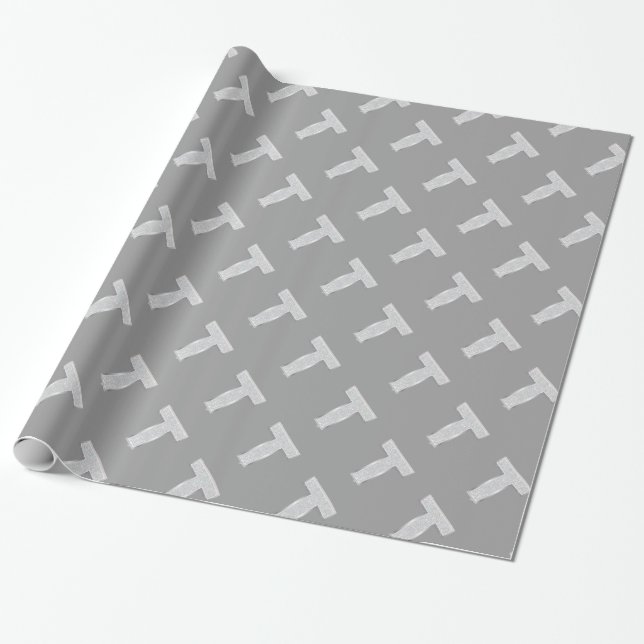 Silver Sparkle Letter T Geschenkpapier (Ungerollt)