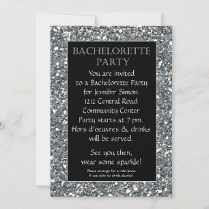 Silver Sparkle Look Junggeselinnen-Abschied Einlad Einladung