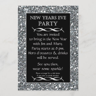 Silver Sparkle Look Silvester Party Einladung