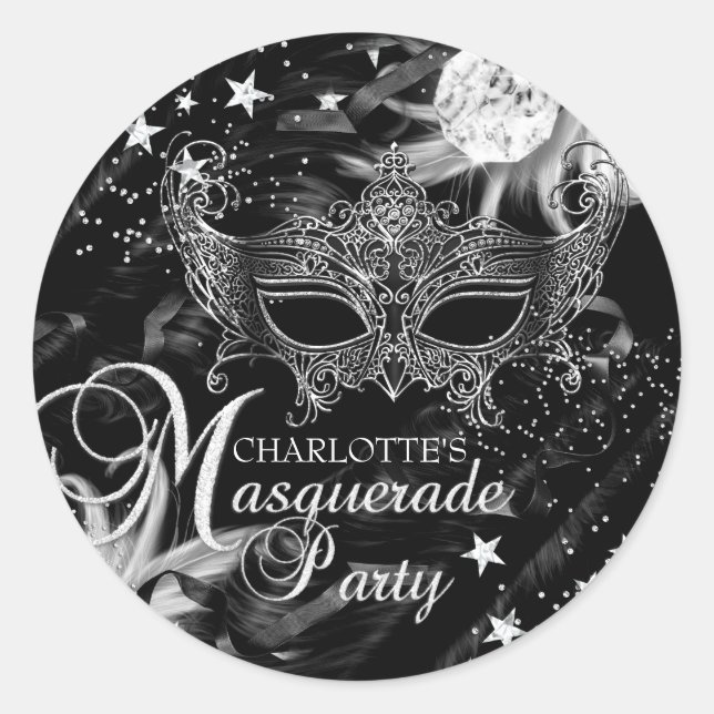 Silver Sparkle Mask Star Night Masquerade Sticker (Vorderseite)